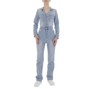 Damen Stretch Used-look Knöpfe Overall 6151 Ital-design In Hellblau - Bild 1 von 2