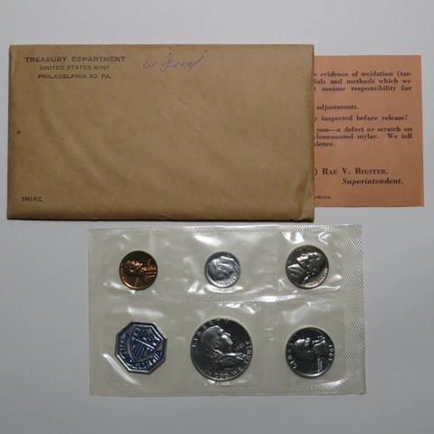 1961 US Proof Set - 5-Coin w/ Envelope Cover