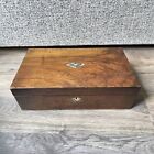 Vintage Inlayed Wooden Box with Compartments Hinged Lid