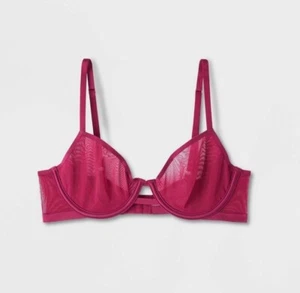 Reggiseno Auden sfoderato demi copertura ferretto rosso mirtillo taglia 34C nuovo - Foto 1 di 2