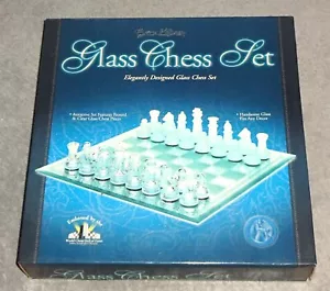 ExcaLibur Glass Chess Set Frosted & Clear 32 pcs w/ Mirror & Frosted Board - Picture 1 of 9