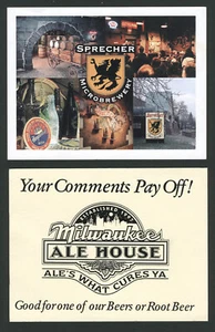 Milwaukee WI: Two c.2003 Postcards SPRECHER BREWERY, MILWAUKEE ALE HOUSE - Bild 1 von 2