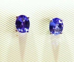.75CT 14K Gold Natural AAA Grade Tanzanite Stud Engagement Earrings Vintage - Picture 1 of 4