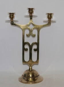 Klassischer Jugendstil Kerzenleuchter 3 flammig Messing H. 38,0 cm B. 27 cm - Picture 1 of 14