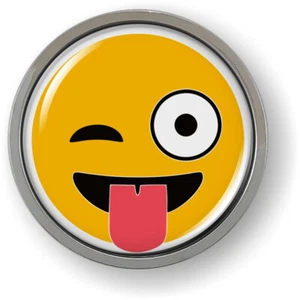 Emblem Car Sticker Chrome ROUND Bezel - Smiley Face - Picture 1 of 17