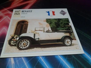 1917 – 1921 Renault Type EU Car Photo Spec Sheet Stat Info CARD - Bild 1 von 1
