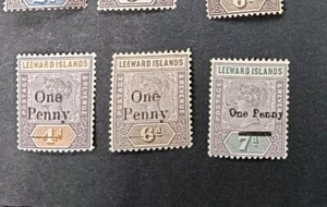 LEEWARD 1902 1d on 4d 6d 7d SG 17 18 19 Sc 17 18 19 MLH - Picture 1 of 2