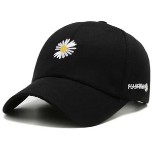Black Daisy "Make a Wish" Flower Baseball Cap, Flower, Spring Summer, Happy - Picture 1 of 4