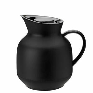 Stelton Isolierkanne Amphora Teekanne mit Glaseinsatz Thermokanne Soft Black 1 L