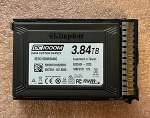 3.84TB SSD Kingston DC 1000M U2 SEDC1000M/3840G NVME SSD with Tray - Picture 1 of 4