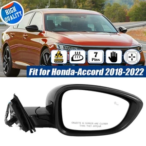 Black Passenger Side Mirror 7Pin Power Fold For Honda Accord 2018 2019 2020-2022 - Picture 1 of 16