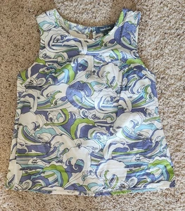 ModCloth Sleeveless Multicolor Waves Sharks Blouse, Size Small - Picture 1 of 5