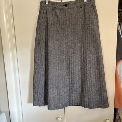 L.L. Falda Bean Weekend de longitud media negra blanca gris espiga talla 6P Foto 1 de 4