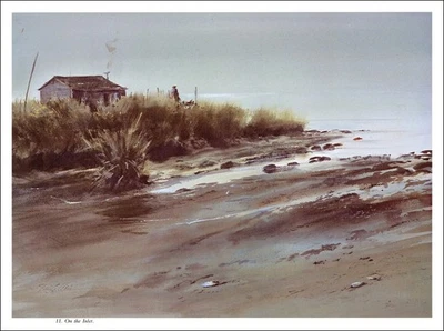 Ray Ellis 1985 impresión costa entrada mar Nueva Jersey costa acuarela imagen Foto 1 de 3