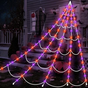 Halloween Spinnennetz Lichter 150 LED beleuchtet Spinnennetz riesig 16,4 Fuß Halloween D - Bild 1 von 6