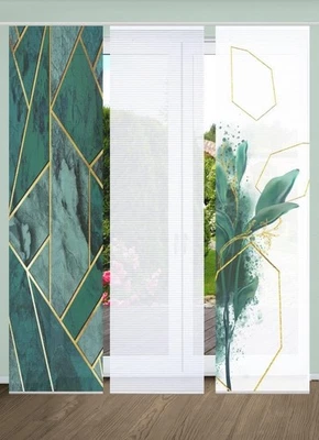 HOME in green 3er Set Schiebegardinen SIGNUM, halbtransparent, Höhe 245 cm, grün - Bild 1 von 3