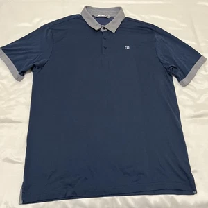 Travis Mathew Golf Polo Shirt Mens XL Blue Gray Pima Cotton Blend Peru - Picture 1 of 12