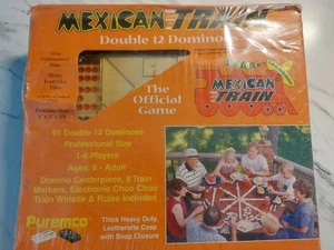 Mexican Train Dominoes Vtg Case Complete Double 12 Domino's  Official Game NOS - Picture 1 of 11