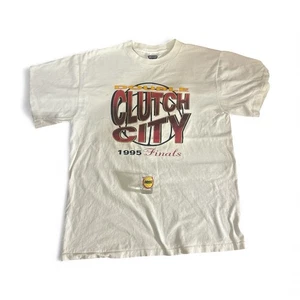 Camicia vintage Houston Rockets 1995 Clutch City (GRANDE) e vetro shot - Foto 1 di 6
