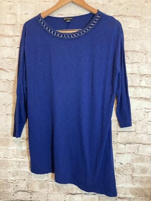 Top New Directions Mujer Medio Azul Real Dobladillo Asimétrico Detalle Ojal Elástico Foto 1 de 4