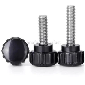 304 Stainless Steel Handle Nuts Knob Black Plastic Head Thumb Tighten Screw - Picture 1 of 12