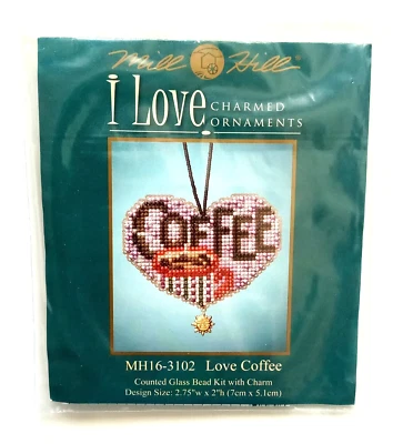 Mill Hill "I LOVE COFFEE" PATRÓN/GRÁFICO SOLO adorno de punto de cruz con cuentas - 2013 Foto 1 de 2