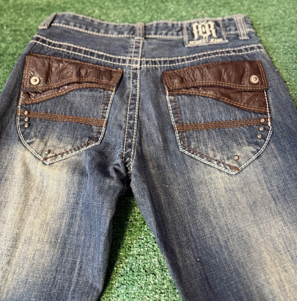 Request Men Jeans 30x30 Flap Pocket Rivets Y2K Straight Fade RARE - Image 1 of 4