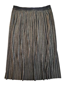 St. John Collection Womens M Pleated Metallic Foil Skirt MSRP $1595 NWOT - Picture 1 of 7