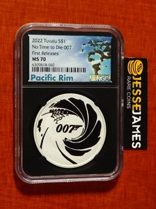 2022 $1 TUVALU SILVER NO TIME TO DIE 007 NGC MS70 1 OZ .9999 FINE - Picture 1 of 2