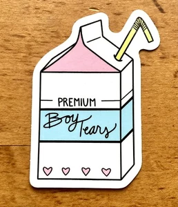 FUNNY LAPTOP STICKER *PREMIUM BOY TEARS* MILK CARTON YETI iPHONE SKATEBOARD NEW - Picture 1 of 3