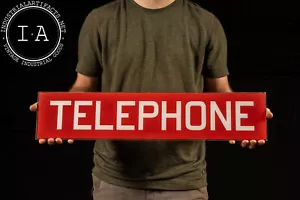 Vintage Glas Münztelefon Schild in rot - Bild 1 von 5