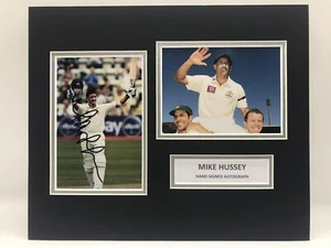 RARE Mike Hussey Australia Cricket Signed Photo Display + COA AUTOGRAPH ASHES - Picture 1 of 3