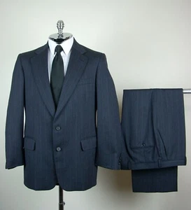 PATRICK JAMES Mens PURE WOOL 2 Button Pinstripe Suit size 40 R - Picture 1 of 10