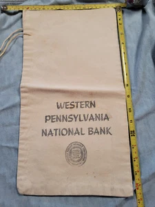 VINTAGE CANVAS BANK MONEY BAG Western Pennsylvania National Bank 9 x 16.75" - Picture 1 of 5