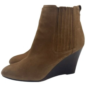 Sam Edelman Womens Boots Gillian Sz 9 Brown Leather Ankle Wedge Pull On Casual - Picture 1 of 11