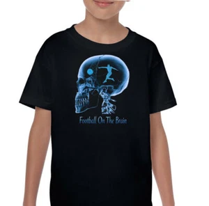 Football T-Shirt Kids On The Brain Funny Soccer Footballer Player Coach Boys - Picture 1 of 2