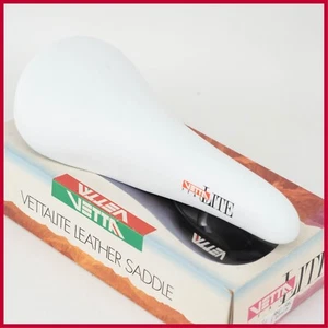 NOS VETTA LITE LEATHER WHITE VINTAGE SADDLE SEAT RACING ROAD BICYCLE BIKE OLD - Picture 1 of 9
