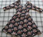 Forever 21 Girls 1/2 Sleeve Floral on Black Back opening Size Small Cotton