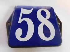 Vintage Dutch LANGCAT Emaille 5x4 Inch Enamel Porcelain House Number on Steel 58