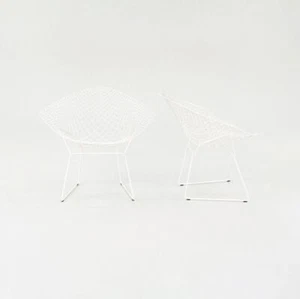 2023 Pair of Harry Bertoia for Knoll Diamond Lounge Chairs in White Model 421 - Picture 1 of 12