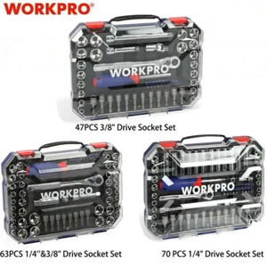 WORKPRO Drive Socket Set with Quick-Release Ratchet Metric and SAE for Household - Picture 1 of 31