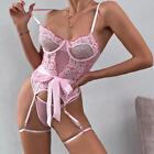 2024 New fashion sexy pink lady bodysuit female sleepwear mesh lingerie dress
