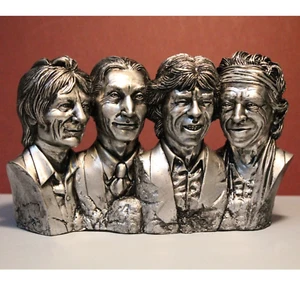ROLLING STONES ROCK BUST ARGENTO DIPINTO MICK JAGGER KEITH RICHARDS CHARLIE WATT - Foto 1 di 24