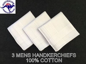 3 Mens White Quality Handkerchiefs, 100% Cotton Hankies, Business Hanky - Picture 1 of 1