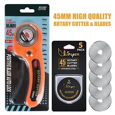 Rotary Cutter & 45mm Spare Blades Fabric Leather Quilters Sewing Cutting Tool US