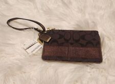 COACH Legacy Signature Wristlet Wallet Case Clutch Pouch Brown/Bronze NWT