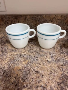 Tazas de café vintage Fire King 350 Anchor Hocking azul azulado vidrio leche - Imagen 1 de 6