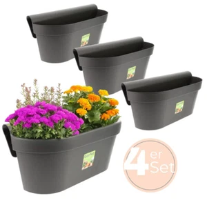 4x Geländerkasten Balkon mit Wasserspeicher Blumen Topf Kasten Anthrazit - Bild 1 von 7
