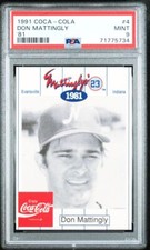 1991 COCA-COLA DON MATTINGLY 4 DON MATTINGLY '81 - PSA 9