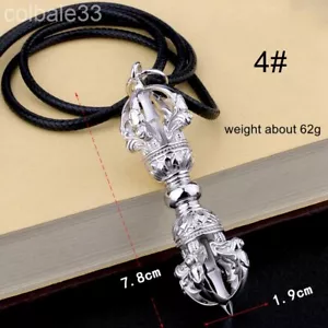7.8cm 925 sterling silver pendant men 5-pronged Vajra gokosho unisex amulet - Picture 1 of 4